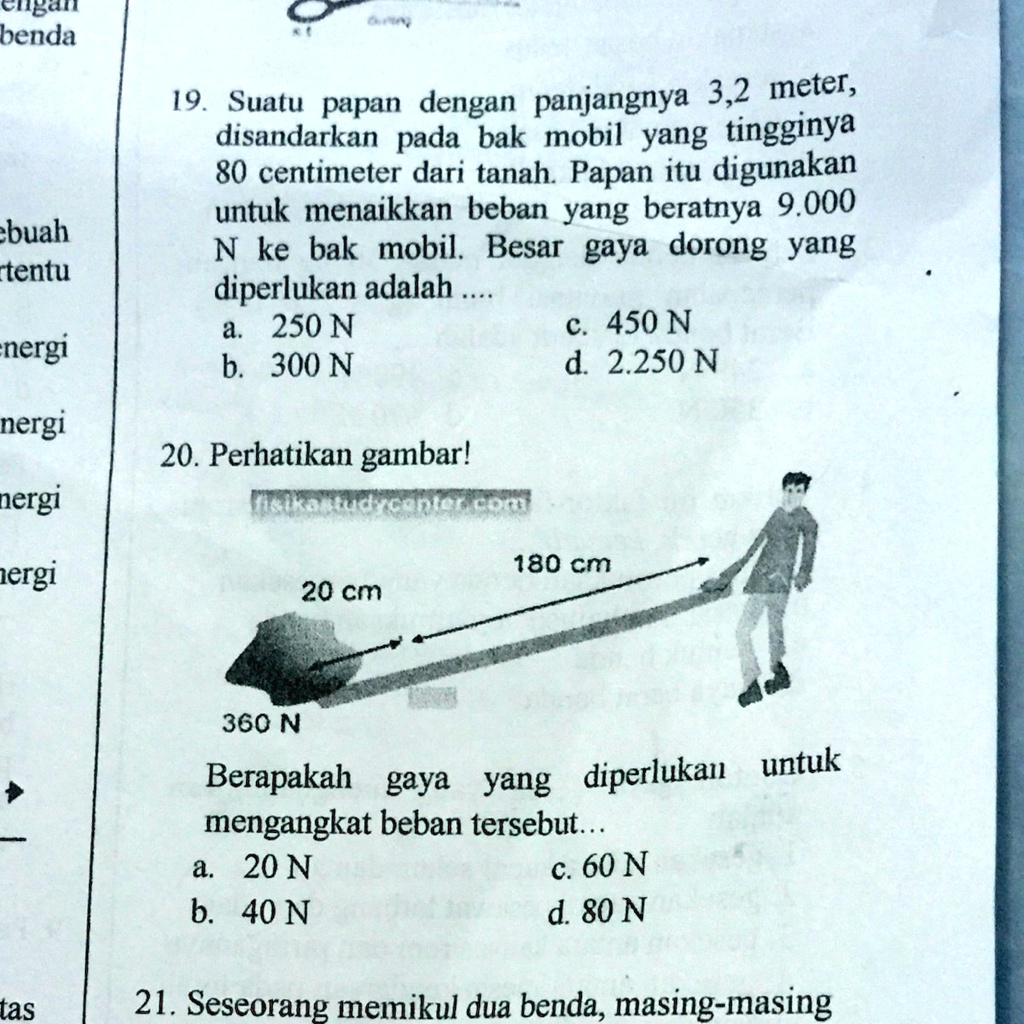 SOLVED: Tolong Bantu Jawab Pakai CARA YAH! Clgan Benda 19. Papan Dengan ...