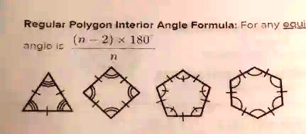 Regular Polygon Interior Angle Formula: For any equiis ((n-2) × 180)/(n)