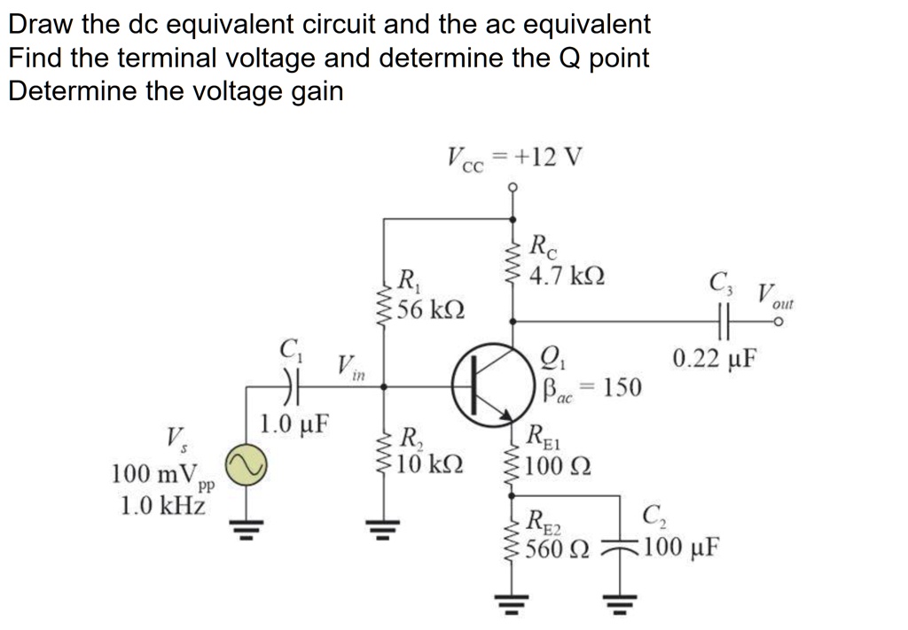 Draw the dc equivalent circuit and the ac equivalent Find the terminal ...