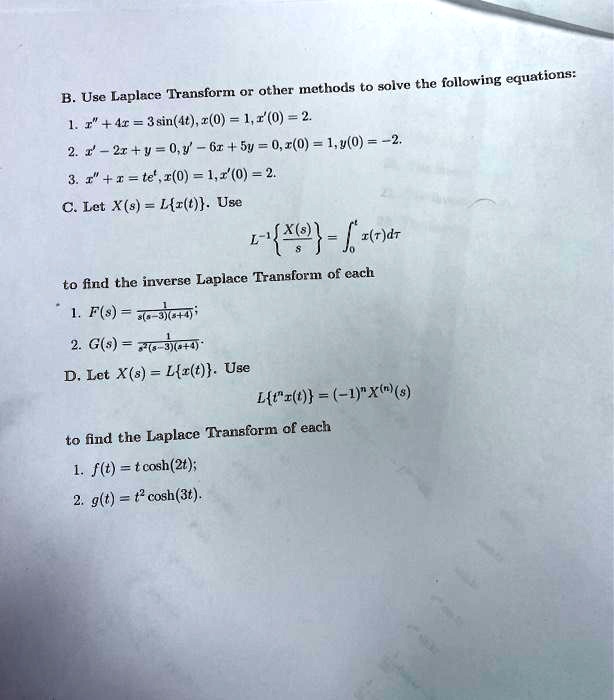 Solved Equations Other Methods To Solve The Following Usc Laplace Transform I 45 3 Sin 4t 2 0 1 1 0 2 2r V 0 Y 61 Sy 0 0 1 9 0 2 2 Solved Equations Other Methods To Solve The Following Usc Laplace Transform I 45 3 Sin 4t 2 0 1 1 0 2 2r V 0 Y 61 Sy 0 0 1 9 0 2 2