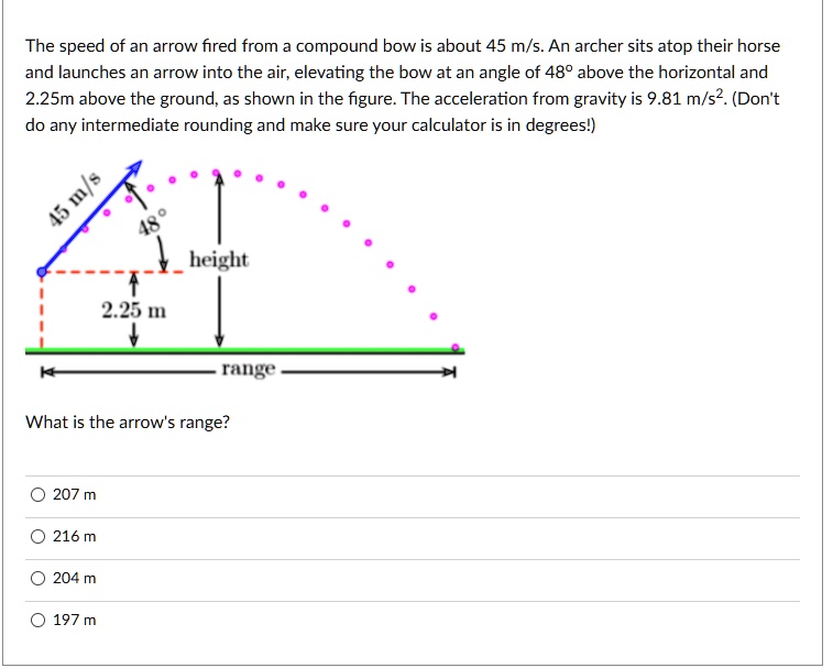 SOLVED: The Speed Of An Arrow Fired From Compound Bow Is About 45 M/s ...