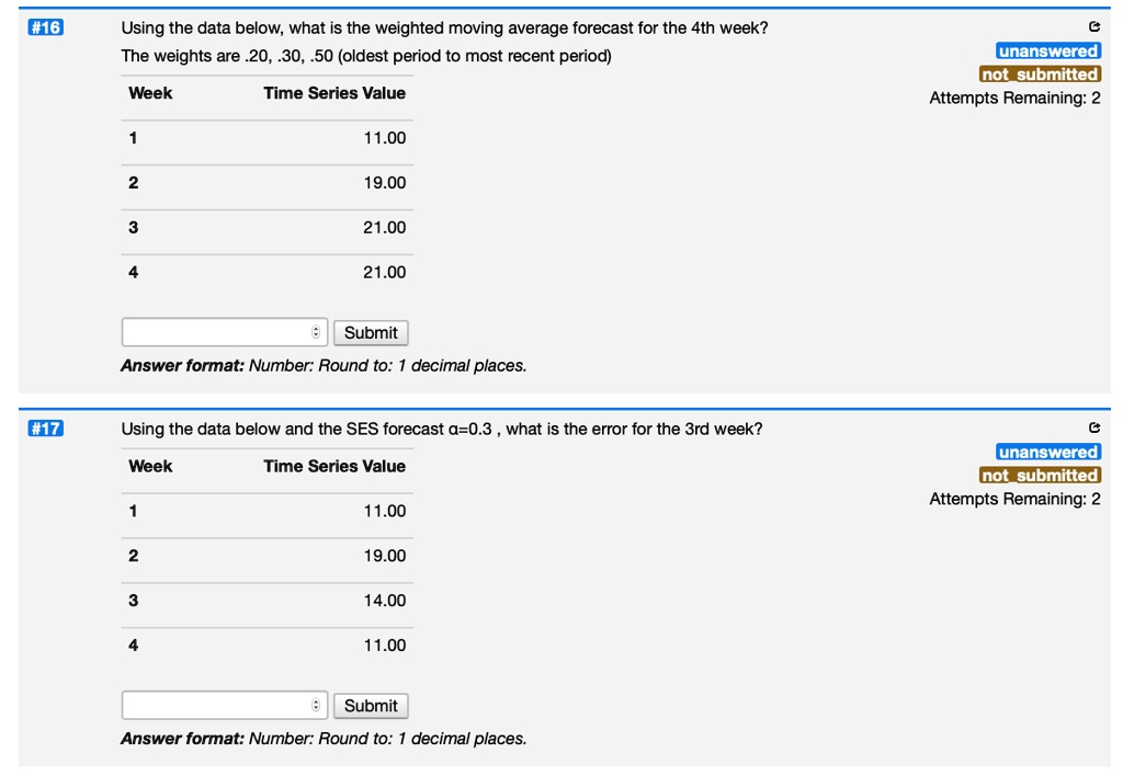 SOLVED: Using the data below, what is the weighted moving average ...
