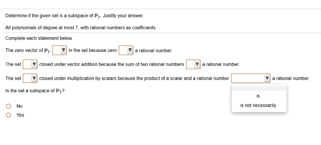 Solved Determine If The Given Set Is A Subspace Of P Justify Your Answer Ail Polynomials Of