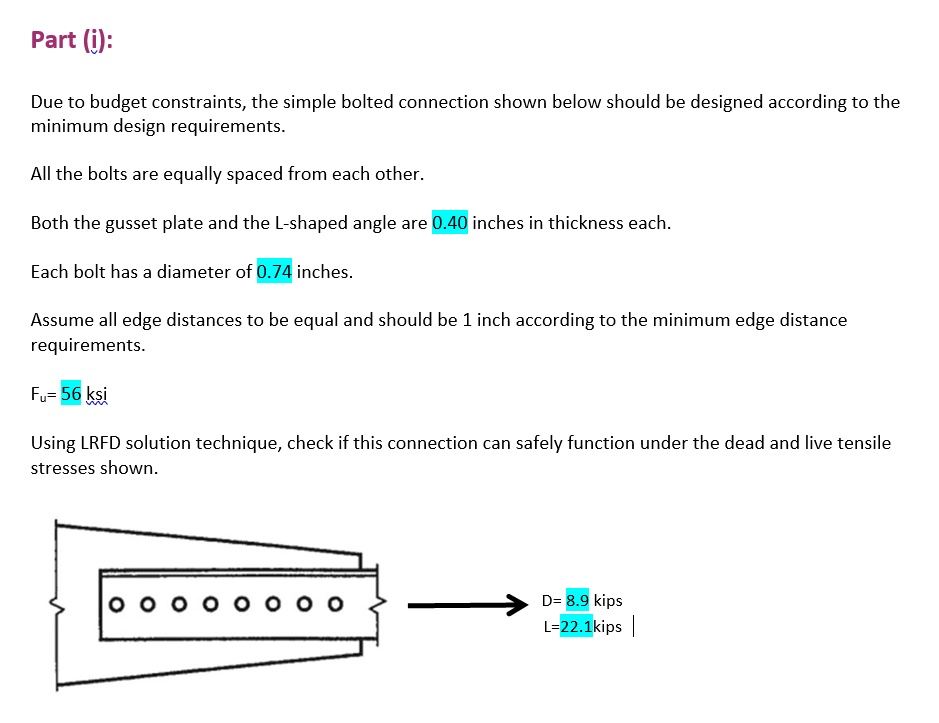 SOLVED Part (i) Due to budget constraints, the simple bolted