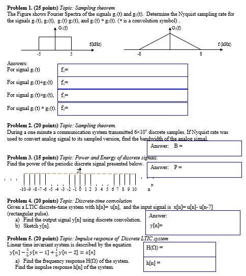 problem 1 25 points topic sampling theorem the figure shows fourier ...