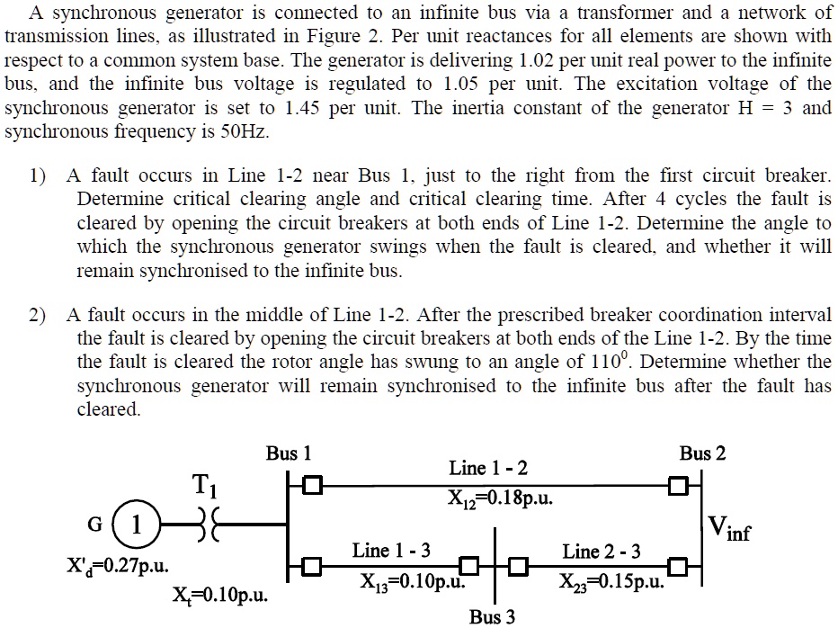 SOLVED A synchronous generator is connected to an infinite bus via a