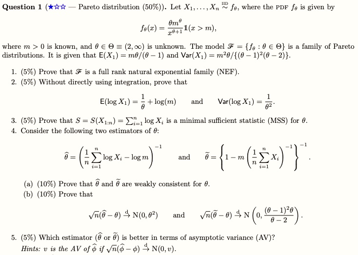 Solved] Consider a random sample of size n from a Pareto