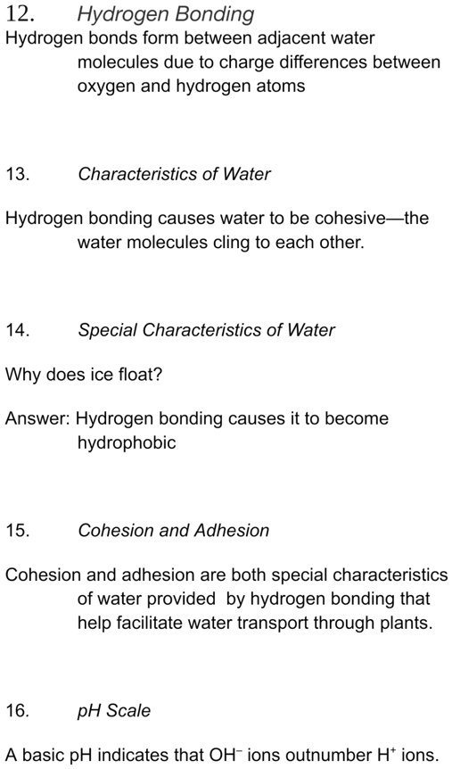 SOLVED 12. Hydrogen Bonding Hydrogen bonds form between adjacent water