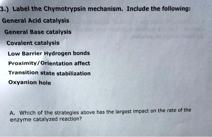 SOLVED: 3.) Label the Chymotrypsin mechanism. Include the following