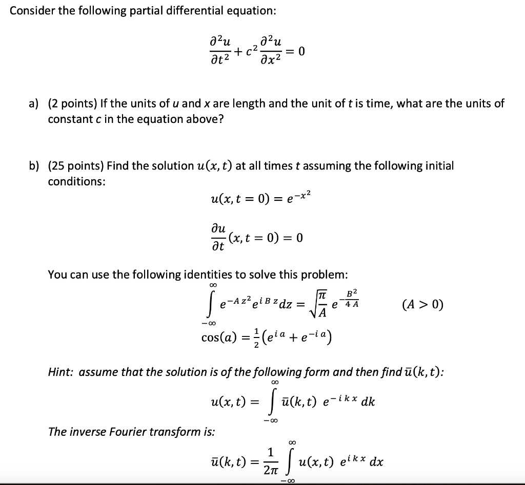 SOLVED: Consider the following partial differential equation: d^2u/dx^2 ...