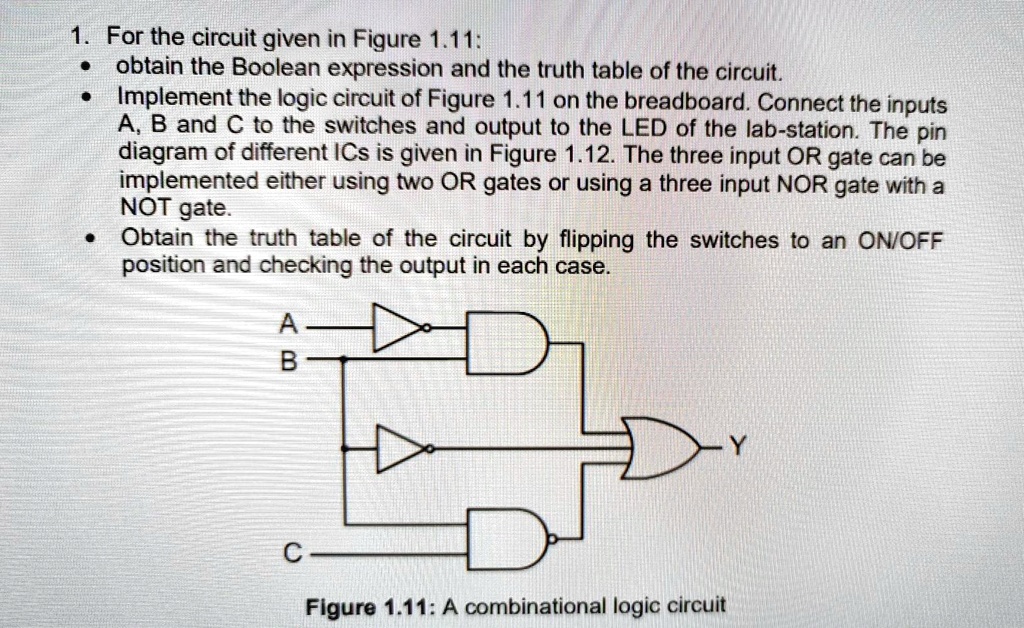 SOLVED: For the circuit given in Figure 1.11, obtain the Boolean ...