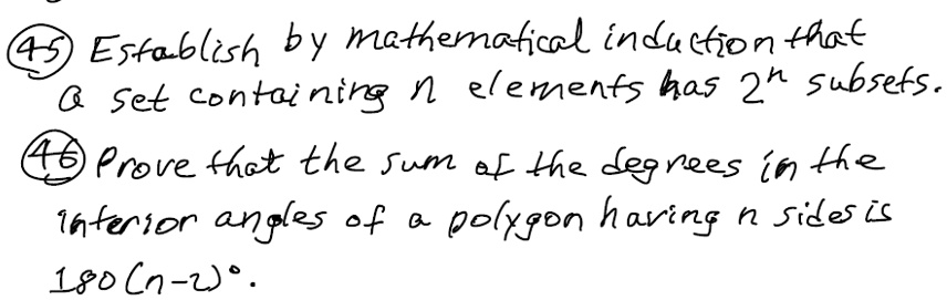 esfablish by mathernahical indu cfion hhc sel contai ntrs nl elements has 2h subsefs prove hct the fum el lhe jez rees in hh2 inecior angles of qolygen havins n sides ts leocn u 01444