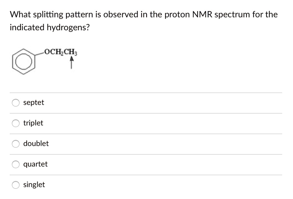 What splitting pattern is observed in the proton nmr...