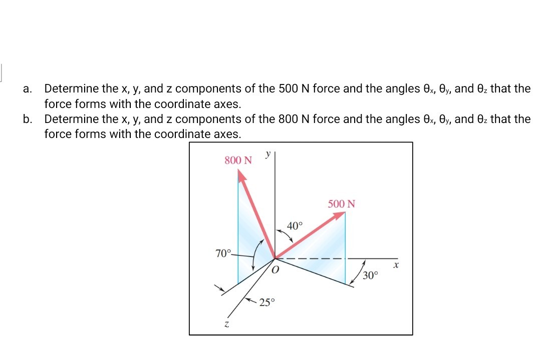 Solved A Determine The X Y And Z Components Of The N Force And The Angles X Y And Z