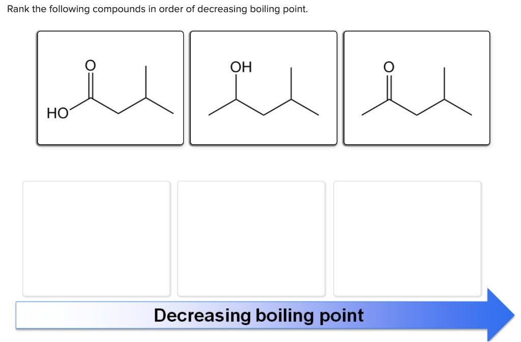 SOLVED: Rank the following compounds in order of decreasing boiling ...