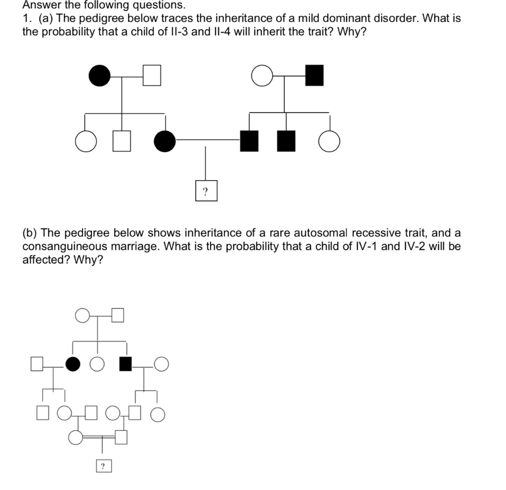 Solved: (a) The Pedigree Below Traces The Inheritance Of A Mild 