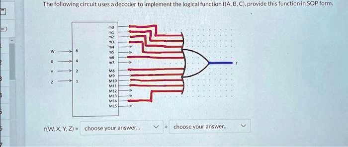 SOLVED: The following circuit uses a decoder to implement the logical ...