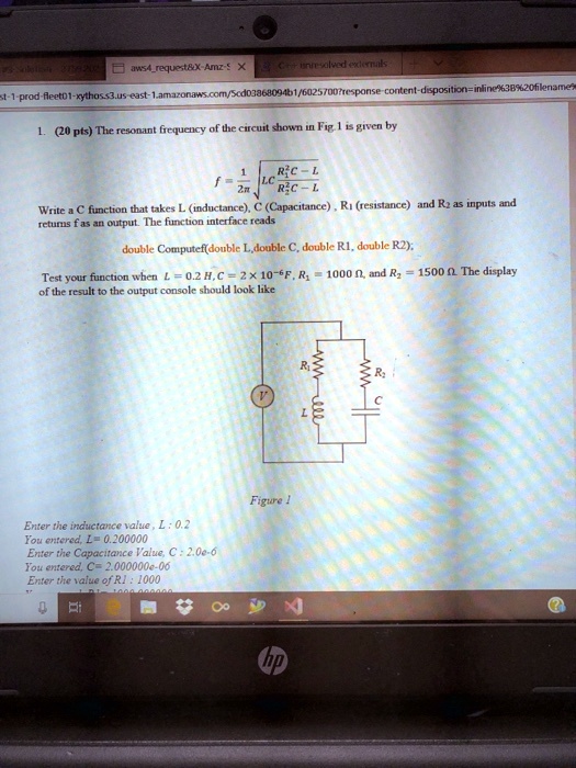1. (20 pts) The resonant frequency of the circuit shown in Fig. 1 is ...