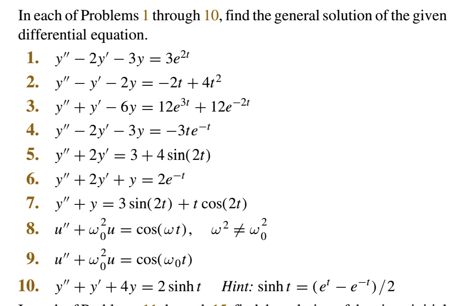 Solved In Each Of Problems 1 Through 10 Find The General Solution Of The Given Differential 0383