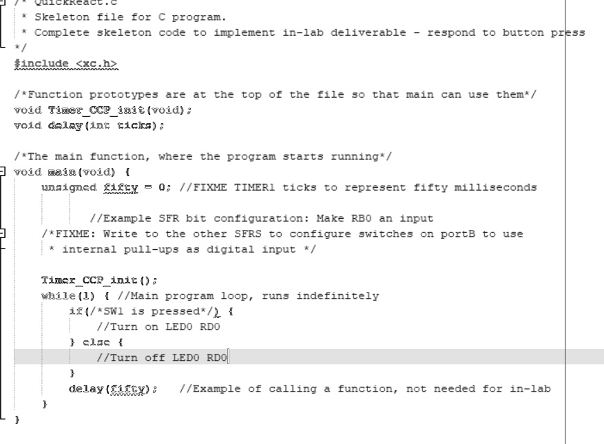 * Skeleton file for C program. * Complete skeleton code to implement in ...