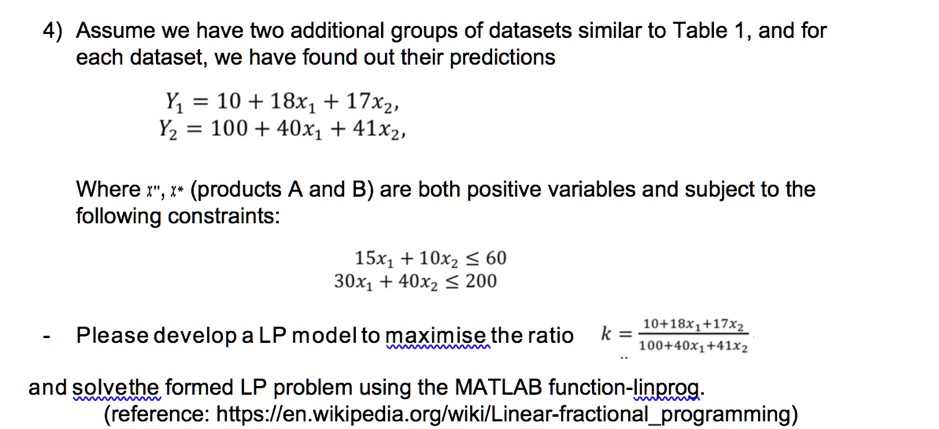 SOLVED: Suppose a linear equation is to be fit predicting raw material ...