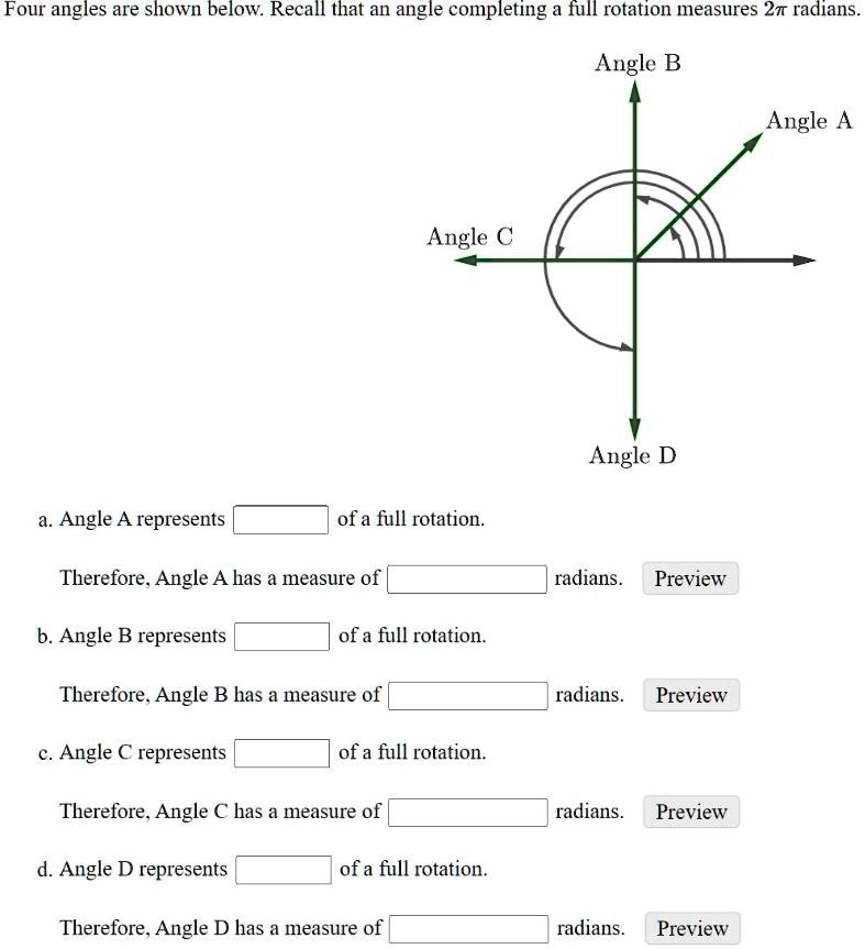 SOLVED: Four Angles Are Shown Below: Recall That An Angle Completing A ...