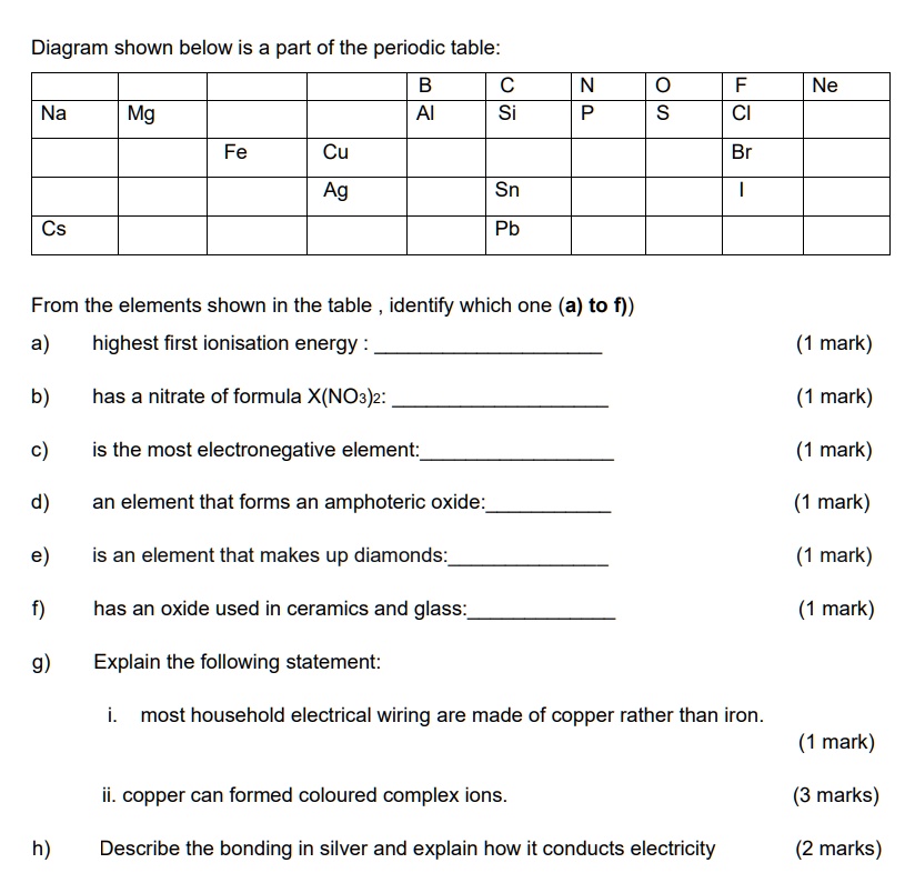 SOLVED: ASAP Diagram shown below is a part of the periodic table: B Al ...