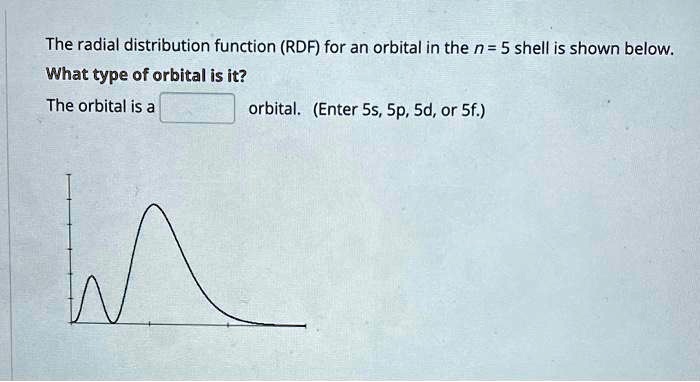 The Radial Distribution Function Rdf For An Orbital In The N 5 Shell Is Shown Below What Type Of