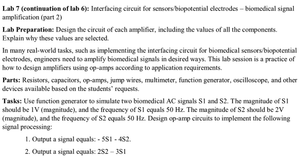 SOLVED: Lab 7 (Continuation of Lab 6): Interfacing Circuit for Sensors ...