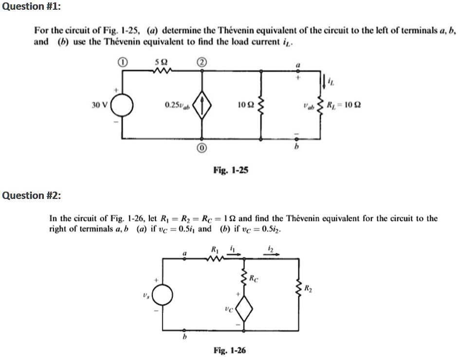 SOLVED: For The Circuit Of Fig.1-25, Determine The Thevenin Equivalent ...