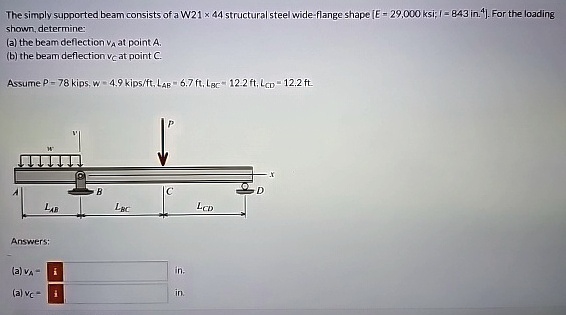 the simply supported beam consists of a w21 times 44 structural steel ...