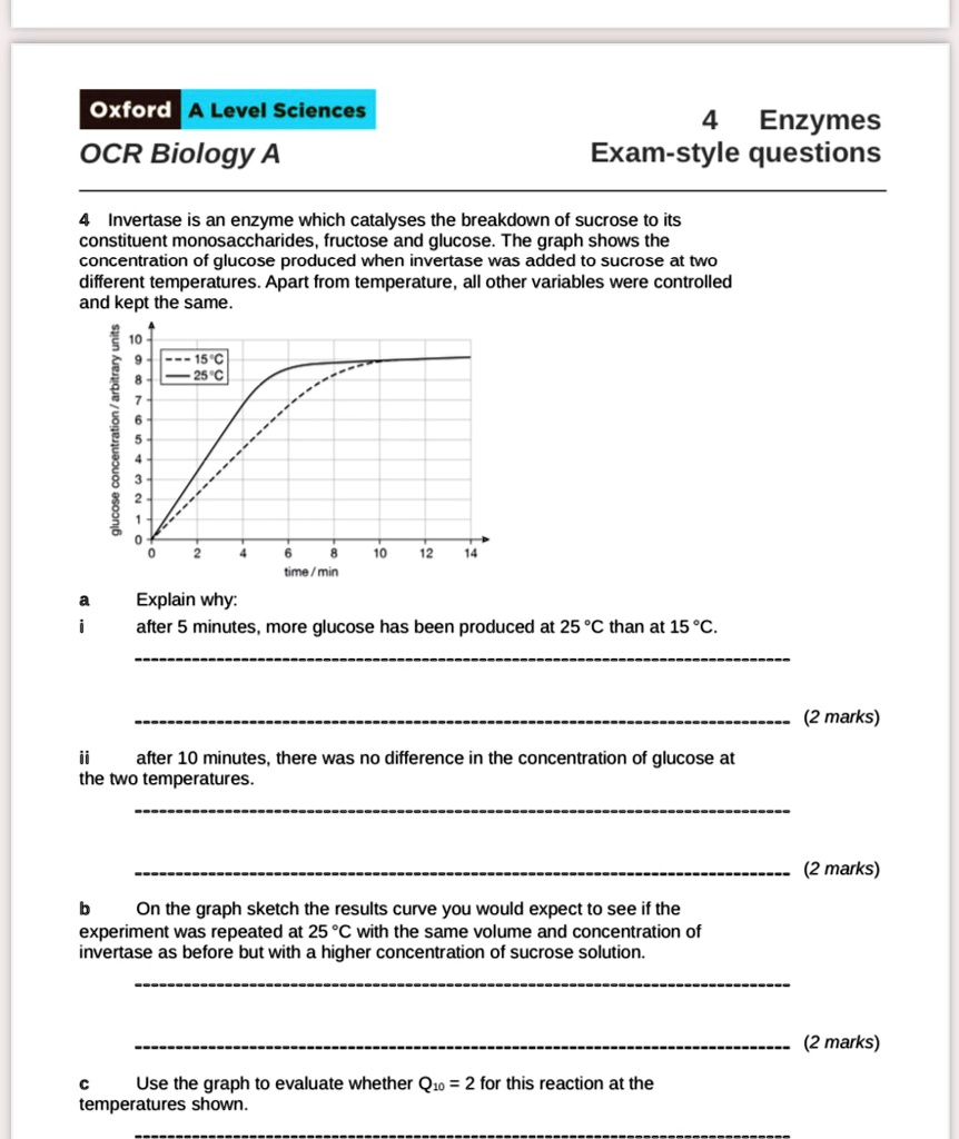SOLVED Oxford A Level Sciences OCR Biology A Enzymes Examstyle