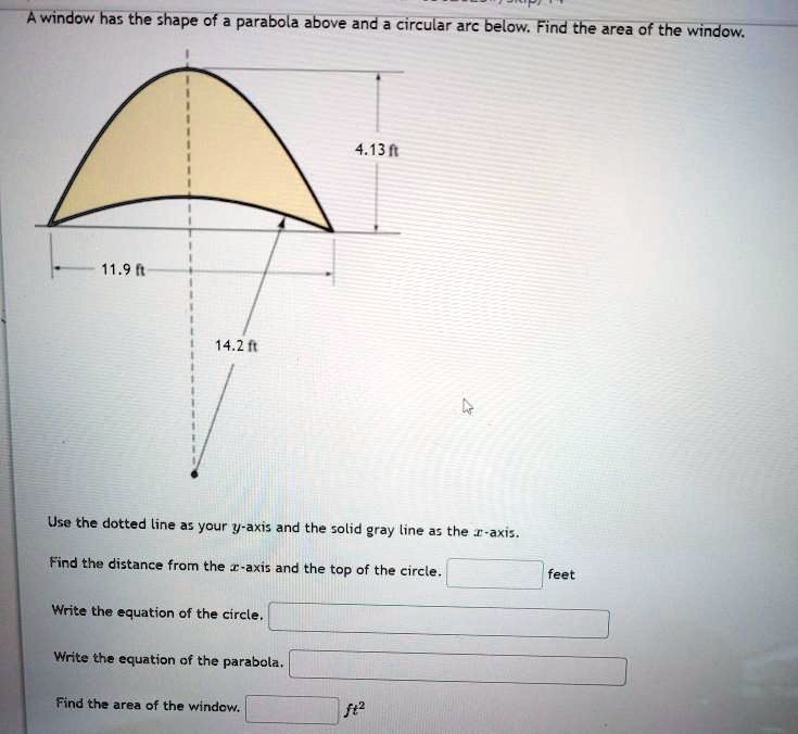 SOLVED:window has the shape of a parabola above and circular arc below ...