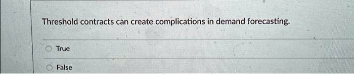 SOLVED: Threshold contracts can create complications in demand ...