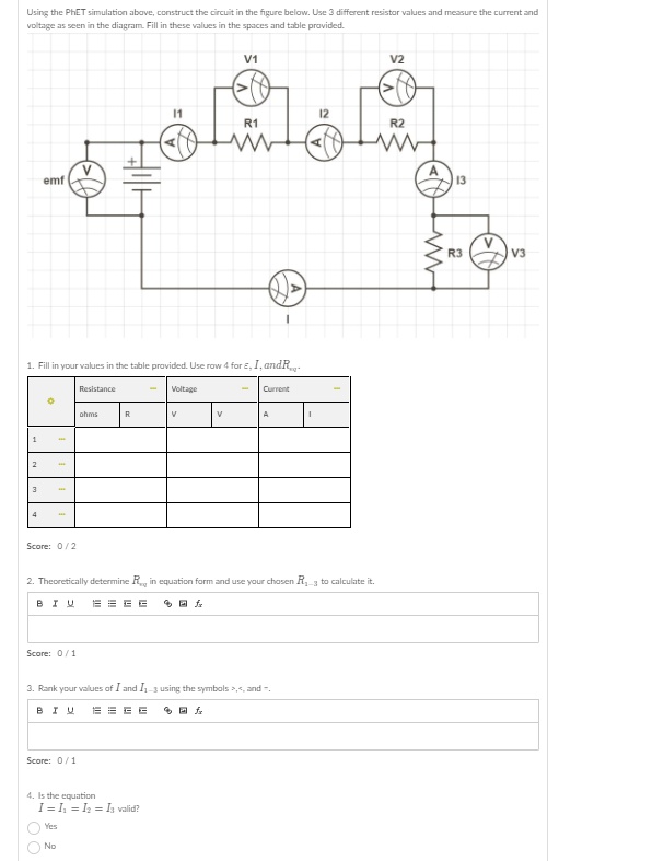 SOLVED Using the PhET simulation above, construct the circuit in the
