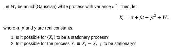 Solved Let W Be An Iid Gaussian White Process With Variance 02 Then Let X A Bt Yt 6883