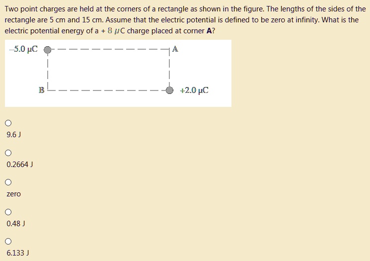 two point charges are held at the corners of rectangle as shown in the ...