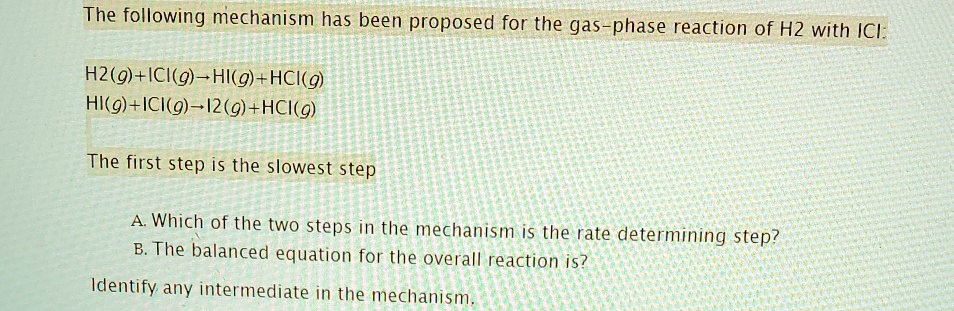 SOLVED: The Following Mechanism Has Been Proposed For The Gas-phase ...