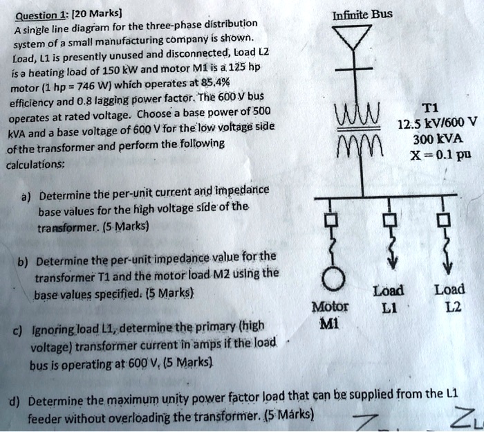 SOLVED: A single line diagram for the three-phase distribution system ...