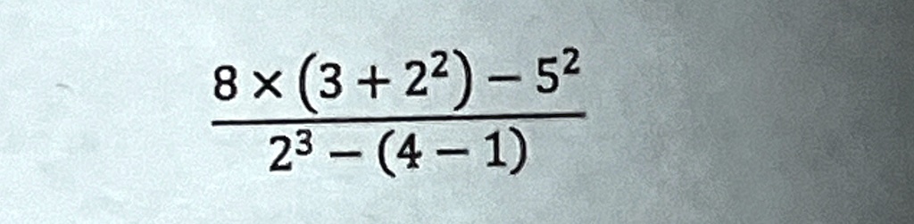 (8 ×(3 + 2^2) - 5^2)/(2^3 - (4 - 1))