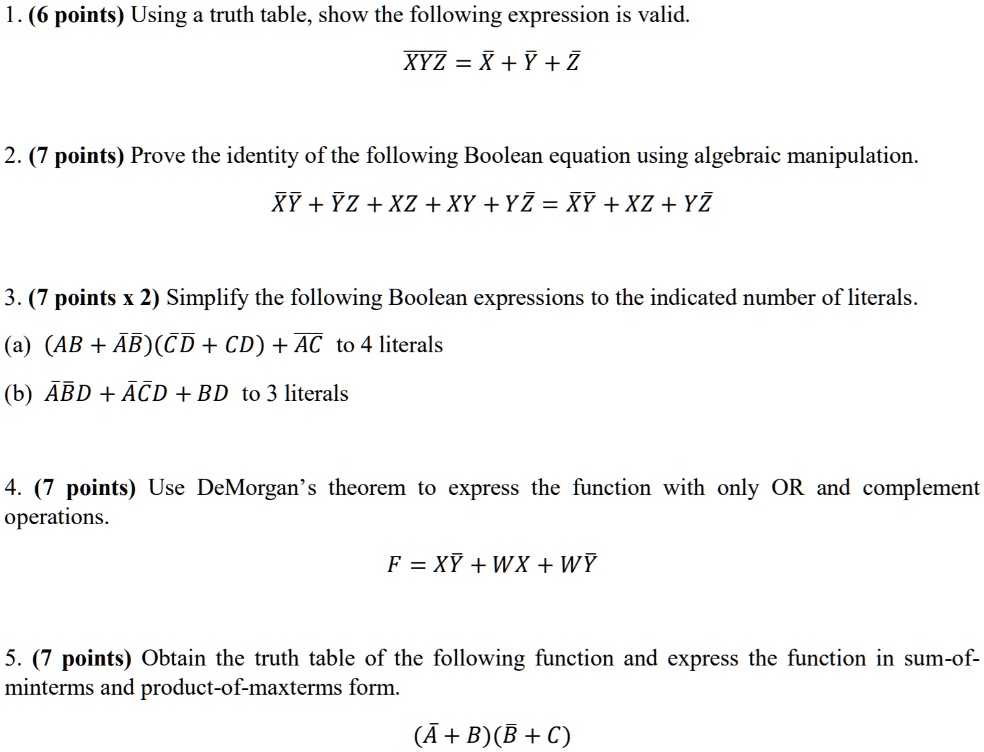 SOLVED 1. (6 points) Using a truth table, show that the following