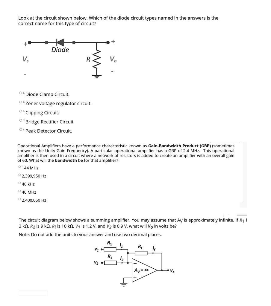 SOLVED Look at the circuit shown below.Which of the diode circuit