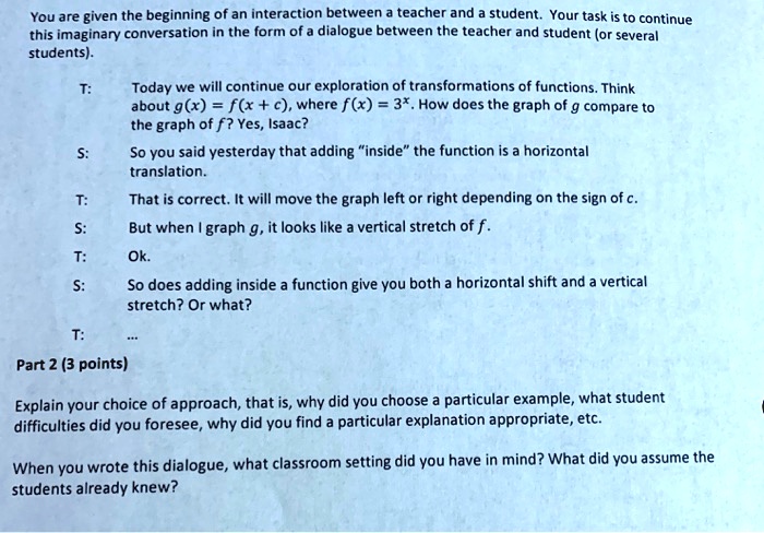 Teacher student clearance dialogue example