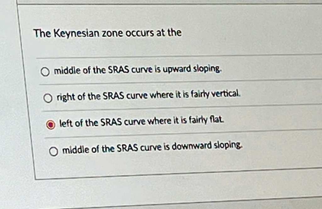 SOLVED: The Keynesian zone occurs at the middle of the SRAS curve is ...