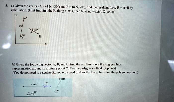 SOLVED: A) Given The Vectors (4N, -30Â°) And B (8N, 70Â°), Find The ...