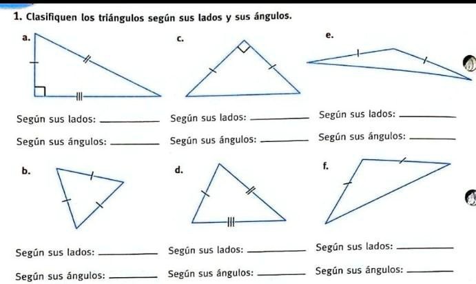 SOLVED: califiqué los triángulos según sus lados y sus ángulos 1 ...