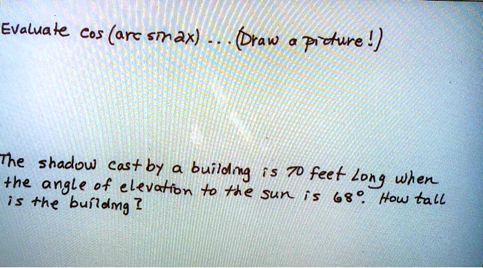 SOLVED: Evalual Cos (ar smax) Draw Pcture !) The shadow Cast by buildng ...