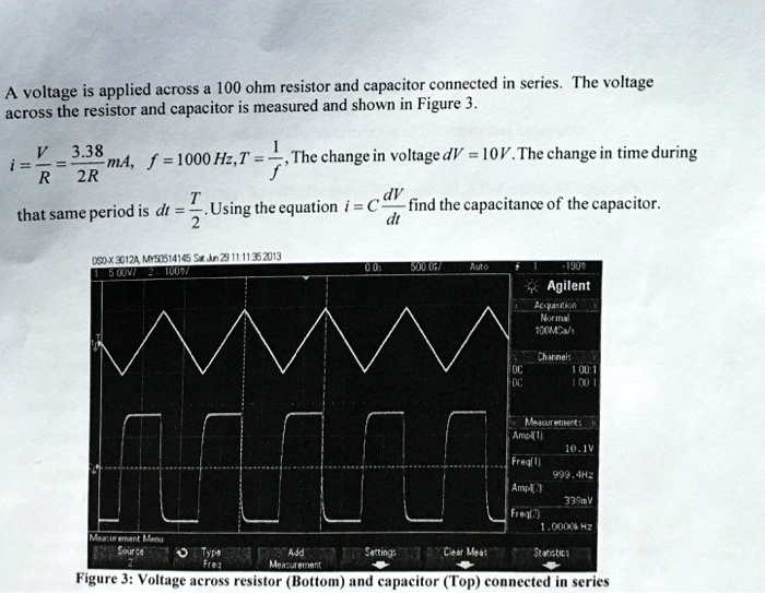SOLVED A voltage is applied across a 100ohm resistor and capacitor