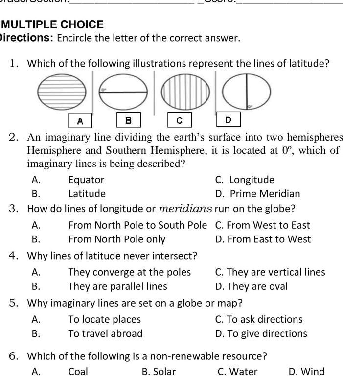 "which of the following illustrations represent the line of latitude