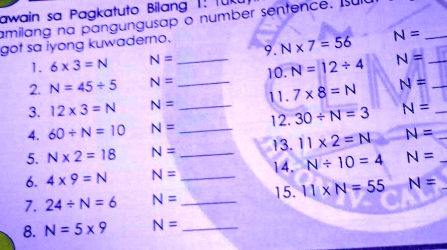SOLVED: EGawain sa Pagkatuto Bilang 1: Tukuyin ang value ng N sa ...